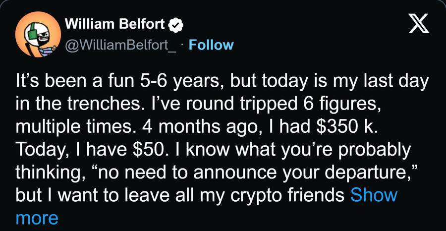 4 months ago I had $350k. today I have $50